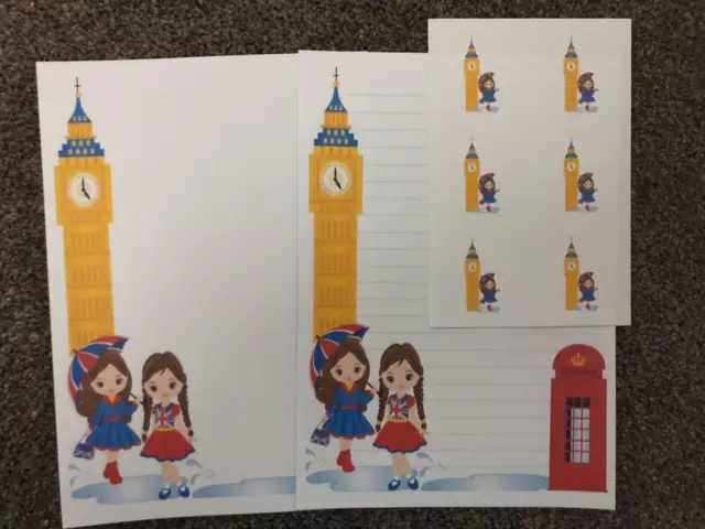 London Girls Stationery Big Ben 25 Sheet Letter Writing Paper & 6 Stickers Set