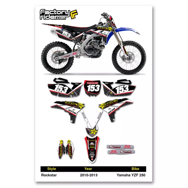 2010 2011 2012 2013 YAMAHA YZF 250  YZF250 Rockstar Dirt Bike Graphics kit Decal