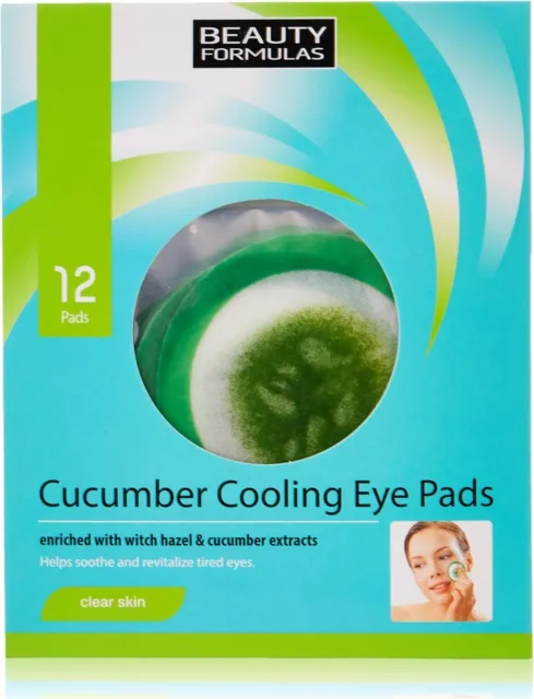 Beauty Formulas Cucumber Cooling Eye Pads Helps Soothe & Revitalize Eyes 12 Pads