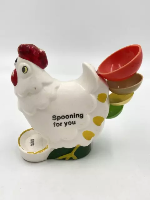 Very Old Ceramic Chicken Measuring Spoon Holder Made in 
