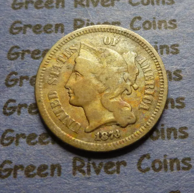 1873   Three Cent  Nickel    O-12-73   Nice Coin