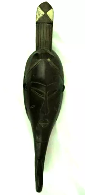 African Baule Wood Carved Mask Large Ivory Coast Tribal