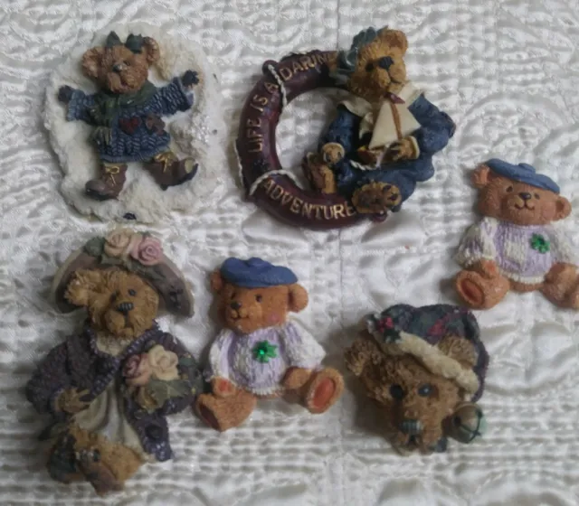 Vintage Lot of 6 Boyds Bears Resin Pins Brooches