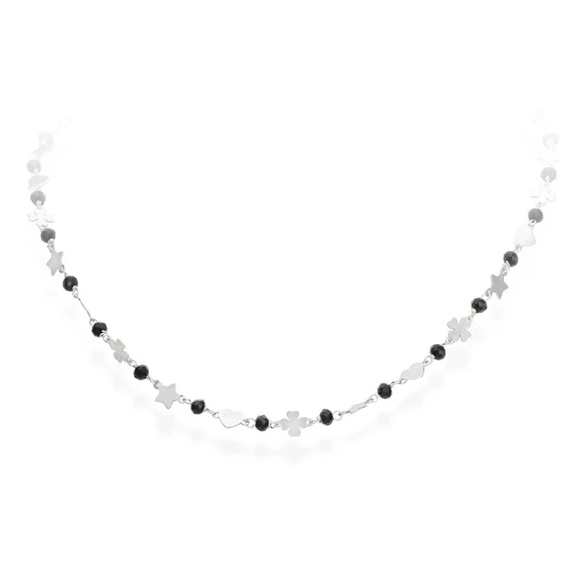 Collana Quadrifoglio Stella e Cuore Amen CLCQSBN