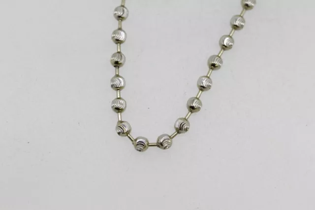 10k White Gold Diamond Cut Beaded Necklace - 21"