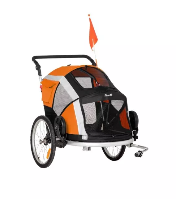 PawHut Dog Bike Trailer 2-in-1 Pet Stroller for Large Dogs Cart Foldable Bicycle