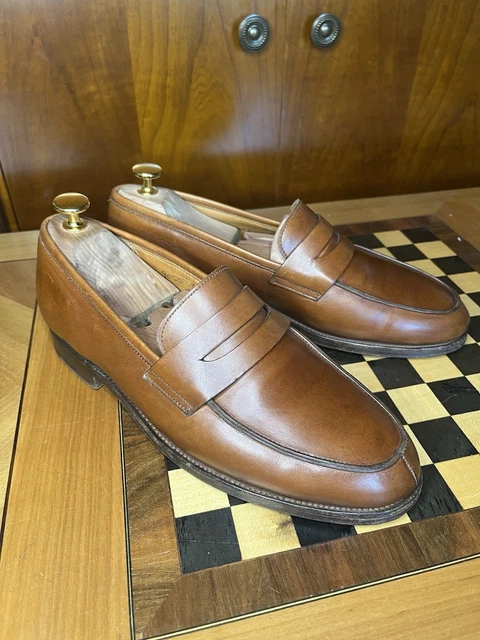 Chaussures JOHN LOBB Paris Sur Mesure - Pointure 9.5 UK (44 EU) - Loafers En Cuir Noir - Occasion Très Bon état