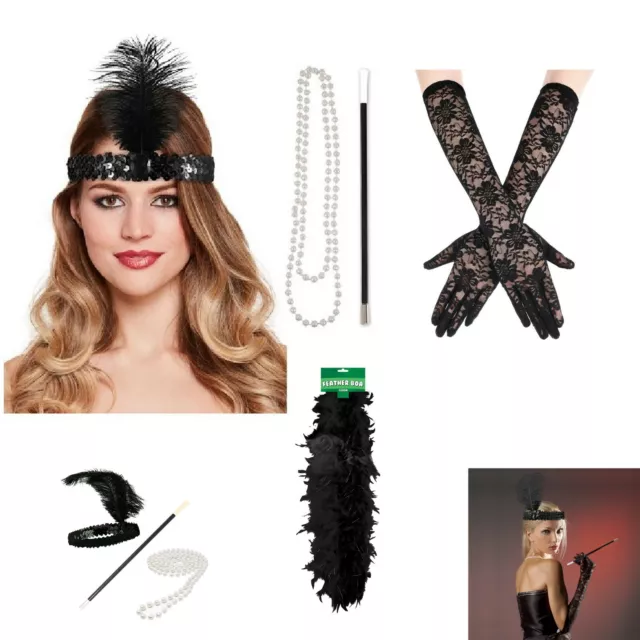 Ladies Gatsby FLAPPER Fancy Dress Accessories 20's Charleston Costume outfit 20s