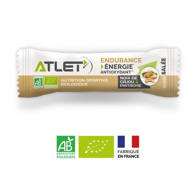 Barre énergétique biologique salée ATLET noix de cajou et pistache