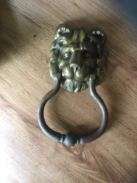 Vintage Brass Lion Head Door Knocker