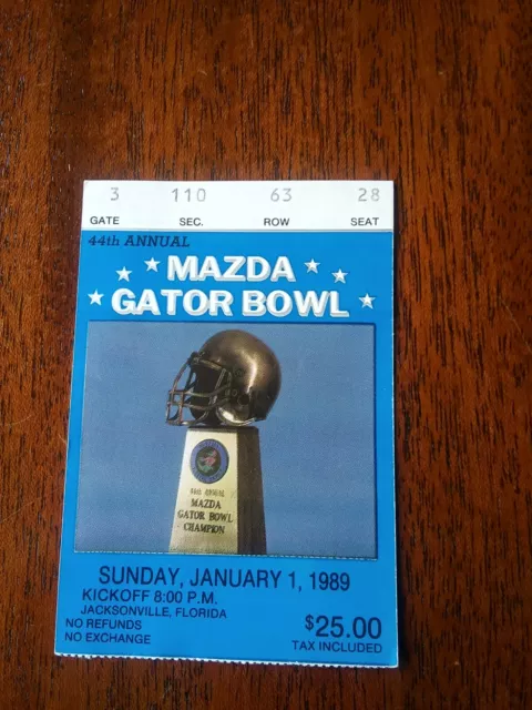 6 Georgia Vs Florida Football Ticket Stubs, Mazda Gator Bowl 1989, 1 Fla  Atlan