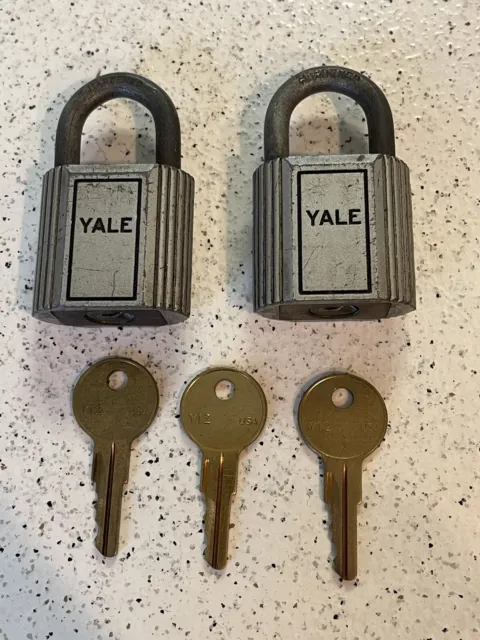Vintage Yale padlocks with keys. 2 Padlocks With 3 Keys.