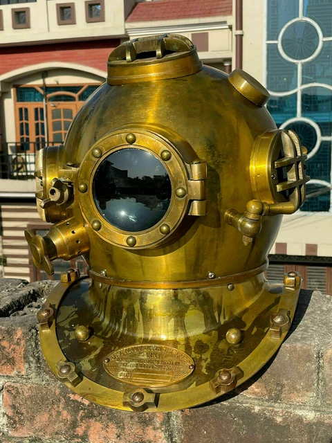 Casco da sub da 18 pollici Casco da sub US Navy Mark V Deep Sea Antique...