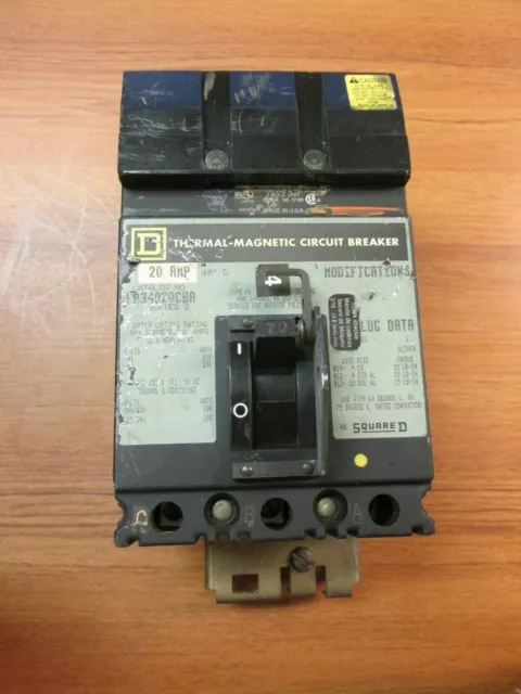 Square D Circuit Breaker 3P, 20A, Cat# Fa34020Cba (Chip)...     Wc-37A