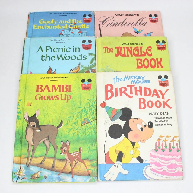 VTG Disneys Wonderful World of Reading Book Lot of 6 Bambi Mickey Cinderella