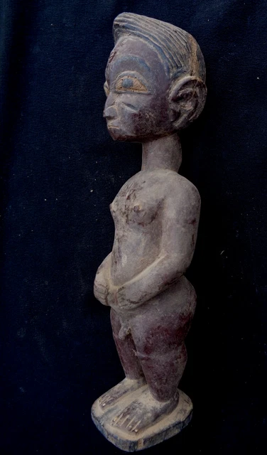 african tribal art fine   face fertitiky figure FANTE 28 cm wood vintage