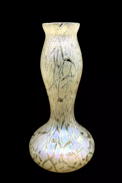 Kralik Glass Vase Iridescent Crackle Candia Art Nouveau Czechoslovakia