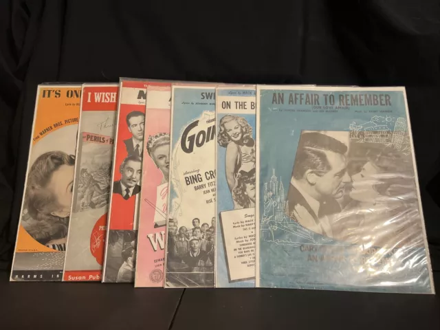 Vintage Sheet Music Lot Of 7 Cary Grant Betty Hutton Bing Crosby  1930s-1950s