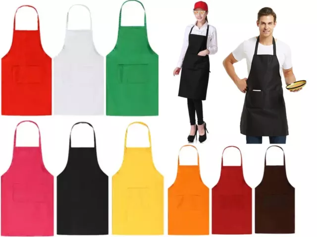 Black Chef Apron Kitchen Pocket Cooking Catering Butcher Unisex Gowns colourful