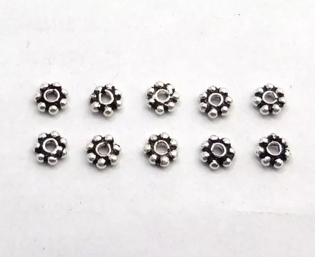 200 Pcs 4Mm Bali Flower Daisy Spacer Beads Oxidized Sterling Silver Plated Hec