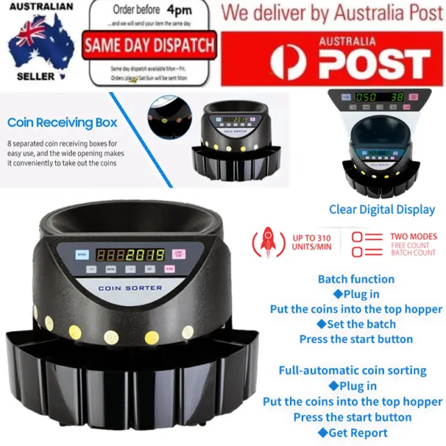 Australian Coin Sorter Counter Automatic Electronic Count Machine Digitl Display