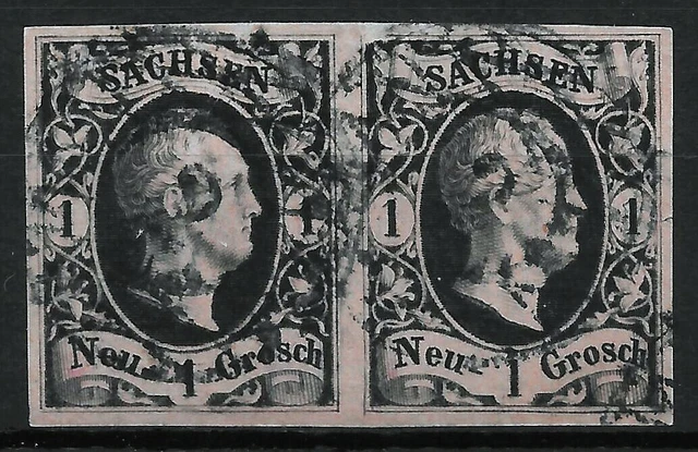 SACHSEN 1851; 2 x MiNr. 4IIa ; Plattenfehler VI; 1 Ngr.; BPP BEFUND