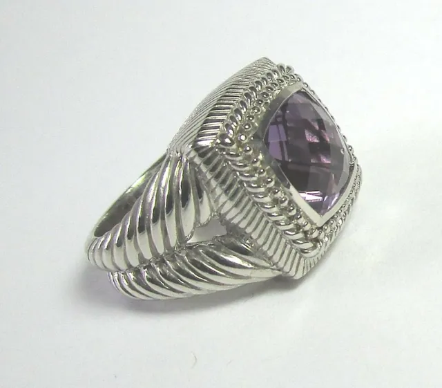 JUDITH RIPKA Sterling Silver Ring w Amethyst 13.7 grams size 6 lot 28v6