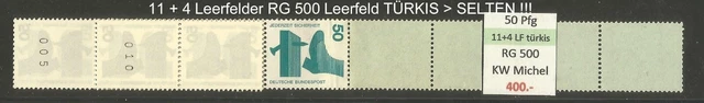RM Unfallverhütung 50 Pfg ROLLENENDE RE 11 + 4 Leerfelder RG 500 türkis (!!!)**