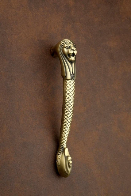 Poignée de tête de lion en laiton vintage, bouton de traction, armoire...