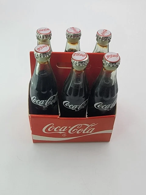Vintage Coca-Cola 6 Pack Soda Drink Mini Miniature  3" Glass Bottles