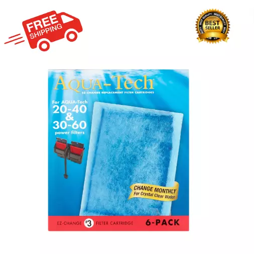 EZ-Change Replacement #3 Filter Cartridge, For 20-40/30-60 Power Filter, 6 Pack