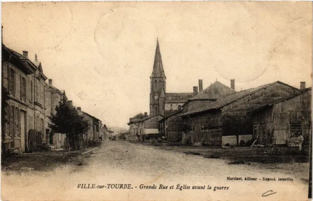 CPA AK Ville sur Tourbe-Grande Rue et Église avant la Guerre (491568)
