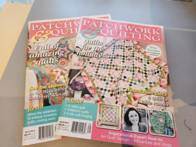 2 x PATCHWORK & QUILTING MAGAZINES BOOKS Vol 22 no 2, 22 no 4, incl POSTAGE
