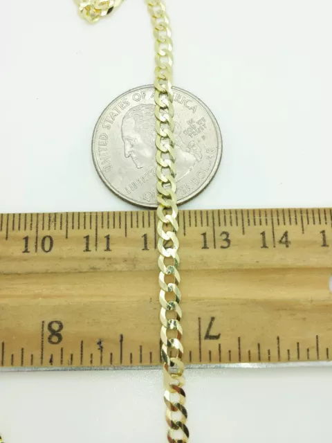 10k Solid Yellow Gold High Polish Cuban Curb Necklace Pendant Chain 24" 3.2mm 3