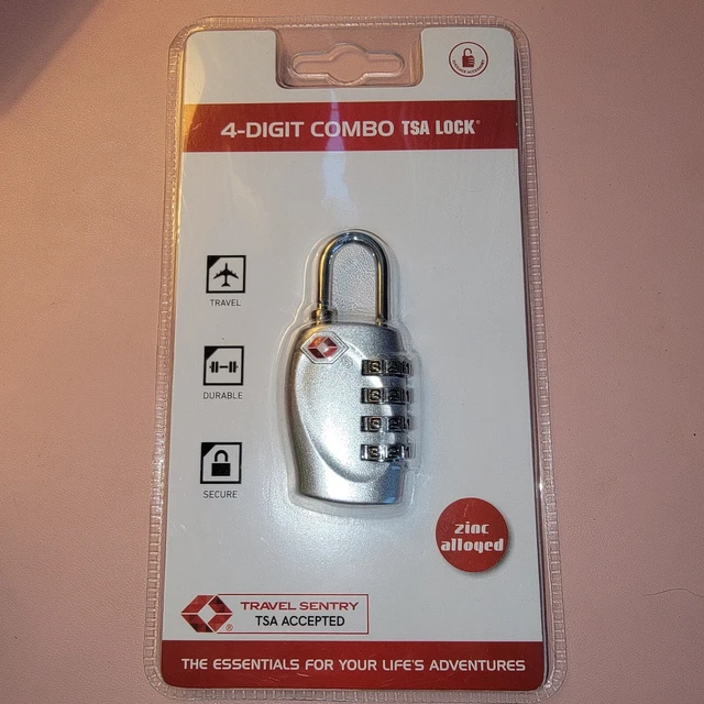 TSA 4 Digit Combo lock for luggage Travel Sentry Silver!