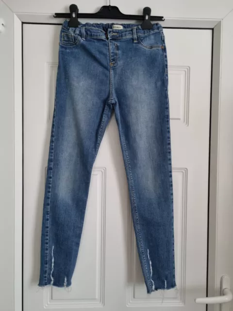 Jeans denim blu River Island per ragazze, vita elastica sul retro, età 11 anni