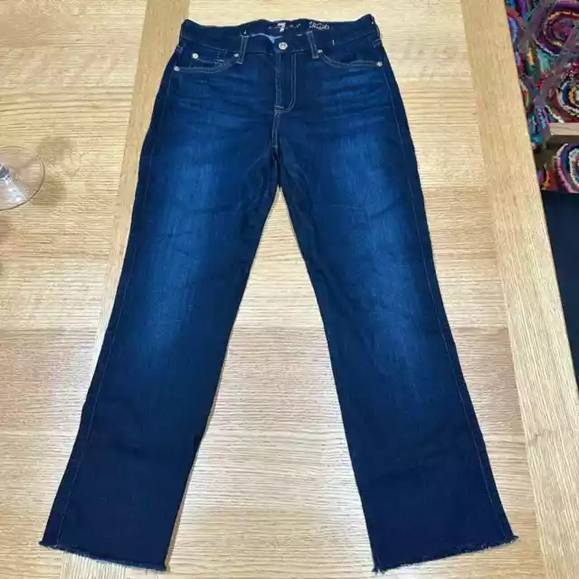 7 For All Mankind Kimmie Straight Leg B(AIR) Stretch Ankle Dark Blue Jeans Sz 28