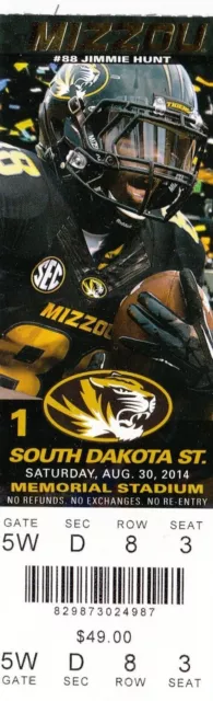 2014 Mizzou Missouri Tigers Vs South Dakota St 8/30 Ticket Stub College Football