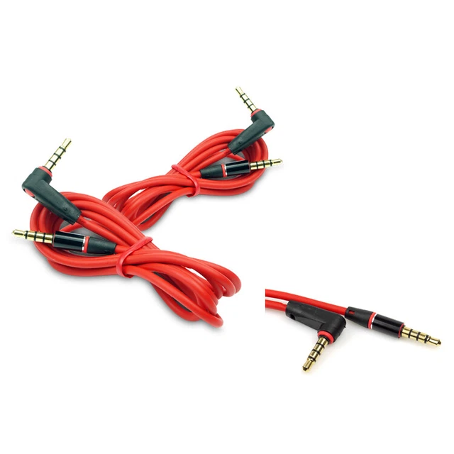 2X 3Ft 3.5Mm Aux Right Angle Audio Stereo Cable Red For Apple Iphone 5 4S 4 3Gs