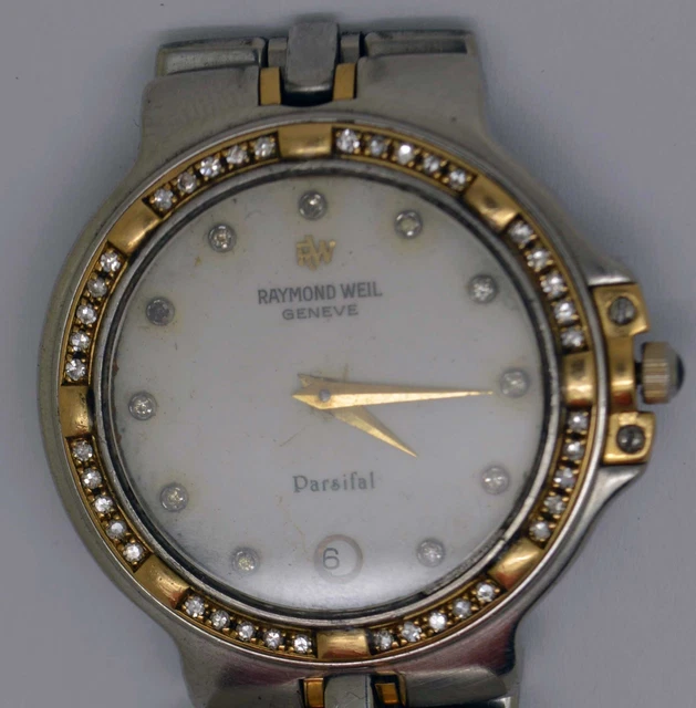 RAYMOND WEIL Parsifal Gold/Steel/Diamonds Watch. Cal: ETA955.412. For Repairs