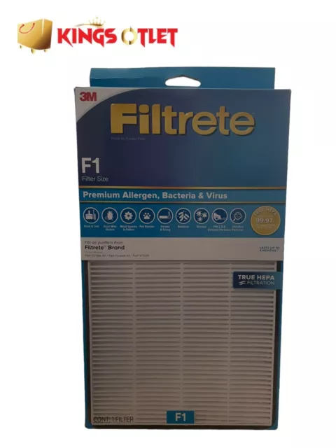 3M Filtrete F1 True HEPA Filter Premium Allergen Bacteria Virus Filtration