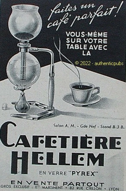 Publicite Hellem Cafetiere En Verre Pyrex Cafe Parfait De 1951 French Ad Pub