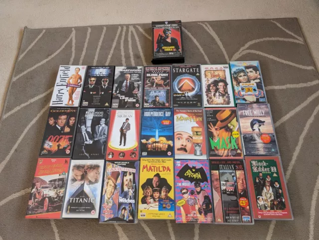 job lot of 80s 90s vhs videos films cassette tapes x24 retro vintage collection