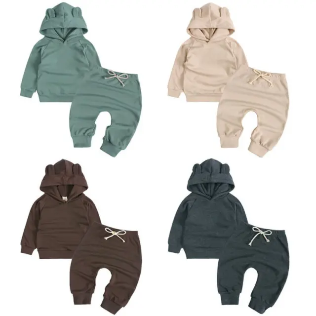 Infant Baby Hooded Sweatshirt + Pants Outfits Boys Girls Casual Trousers Hoodies