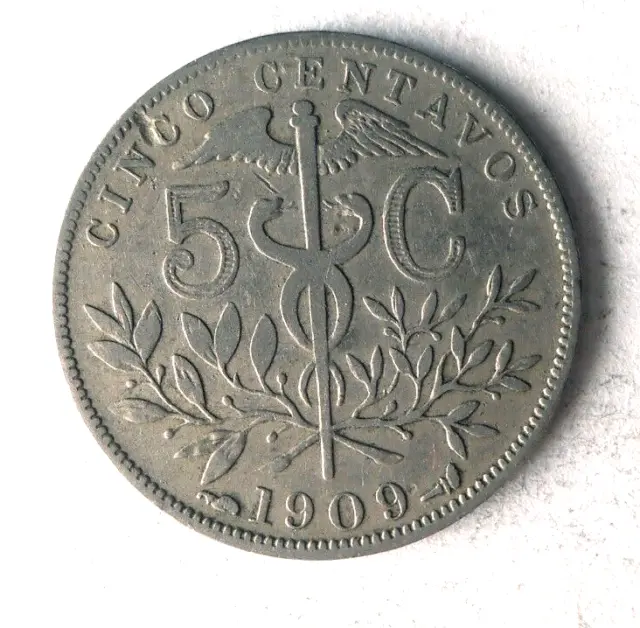 1909 BOLIVIA 5 CENTAVOS - Excellent Coin - FREE SHIP - Latin America #3