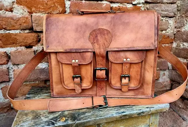 Neuf Marron Sacoche Cuir Messager Épaule Portable Sac Professionnel Étui