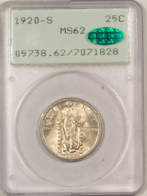 1920-S Standing Liberty Quarter - Pcgs Ms-62, 64+ Quality, Rattler, Cac Approved