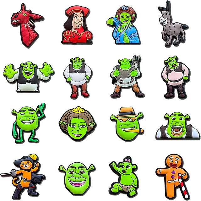 16pz Ciondoli Scarpe per Shrek, Decorazione Scarpe Impermeabili Durevoli, Bracciale Adolescenti