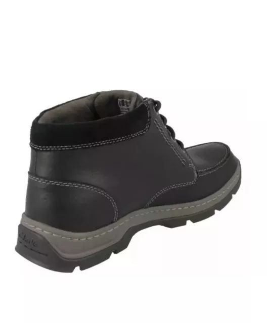 BOXED CLARKS UK 6.5 Mens Black Walking Boots STANTEN TIME GTX Leather ...
