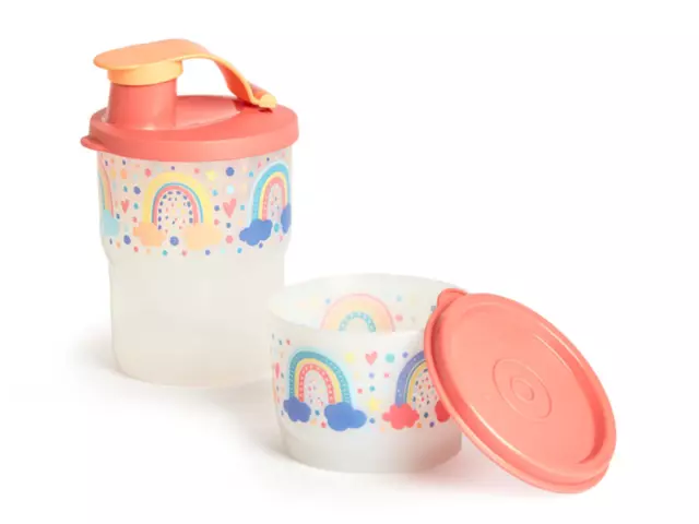 Tupperware Mini Tumbler & Snack Cup Set (rainbow) - Brand New 3